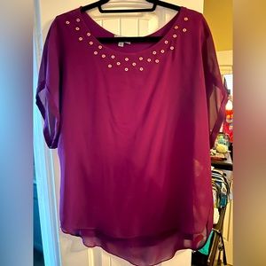 Joseph A - Purple Top with Gold Grommets XL